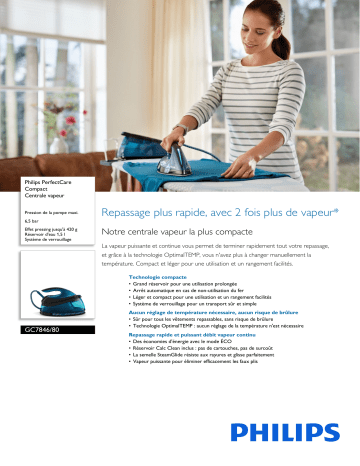 Philips GC7846/80 PerfectCare Compact Centrale vapeur Manuel utilisateur | Fixfr