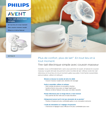 Avent SCF332/31 Avent Tire-lait électrique simple Manuel utilisateur | Fixfr