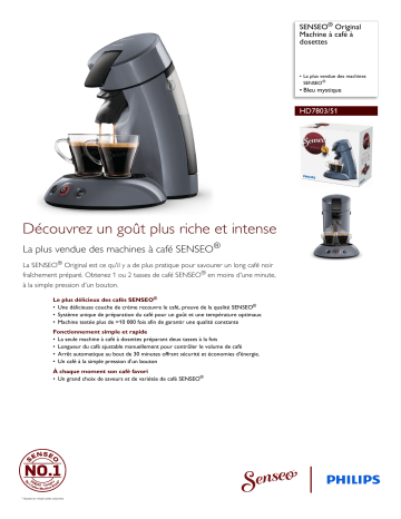 SENSEO® HD7803/51 SENSEO® Original Machine à café à dosettes Manuel utilisateur | Fixfr