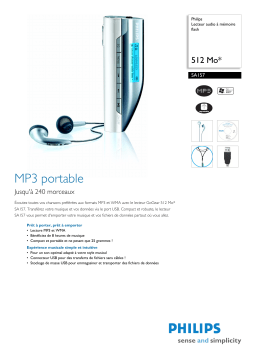 Philips SA157/02 Baladeur audio à mémoire flash Manuel utilisateur