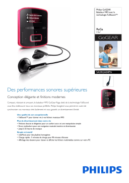 Philips SA3RGA04PN/02 GoGEAR Baladeur MP3 Manuel utilisateur