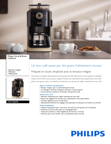 Philips HD7768/90 Grind & Brew Cafetière Manuel utilisateur | Fixfr