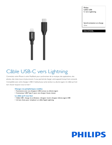 Philips DLC3104L/00 Câble USB-C vers Lightning Manuel utilisateur | Fixfr