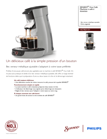 SENSEO® HD7821/51 SENSEO® Viva Café Machine à café à dosettes Manuel utilisateur | Fixfr