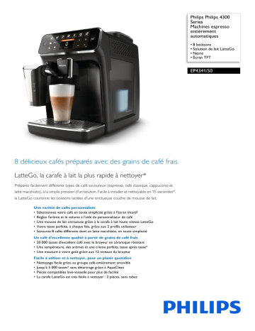 Philips EP4341/50 Philips 4300 Series Machines espresso entièrement automatiques Manuel utilisateur | Fixfr
