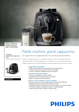 Philips HD8652/91 2100 Series Machine espresso Super Automatique Manuel utilisateur