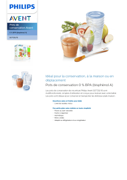 Avent SCF720/10 Pots de conservation Avent Manuel utilisateur