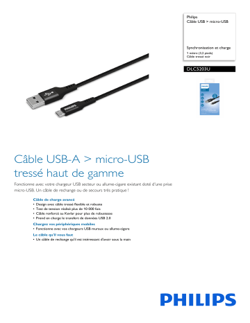 Philips DLC5203U/00 Câble USB > micro-USB Manuel utilisateur | Fixfr