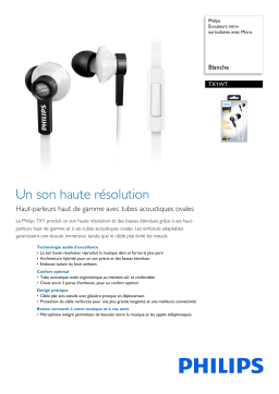 Philips TX1WT/00 Écouteurs intra-auriculaires avec Micro Manuel utilisateur