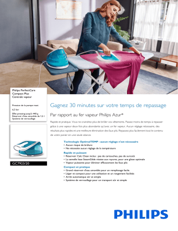 Philips GC7923/20 PerfectCare Compact Plus Centrale vapeur Manuel utilisateur | Fixfr