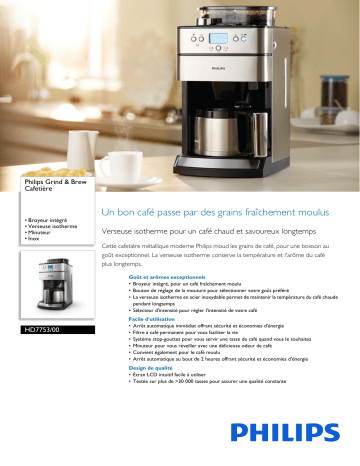 Philips HD7753/00 Grind & Brew Cafetière Manuel utilisateur | Fixfr