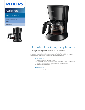 Philips HD7447/20 Daily Collection Cafetière Manuel utilisateur | Fixfr