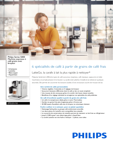 Philips EP5331/10 Series 5000 Machine expresso à café grains avec broyeur Manuel utilisateur | Fixfr