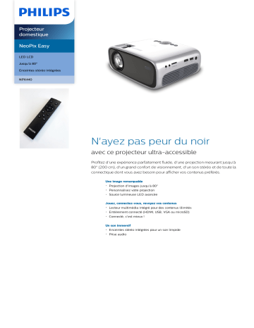 Philips NPX440/INT NeoPix Easy Projecteur domestique Manuel utilisateur | Fixfr