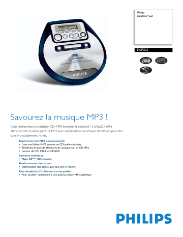 Philips EXP221/00C Baladeur CD Manuel utilisateur | Fixfr