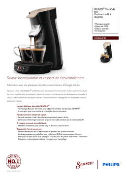 SENSEO® HD6562/37 SENSEO® Viva Café Eco Machine à café à dosettes Manuel utilisateur