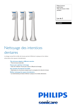 Sonicare HX6003/02 Sonicare HydroClean Têtes de brosse à dents standard Manuel utilisateur