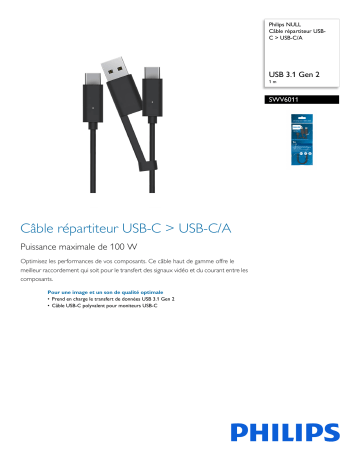 Philips SWV6011/12 Câble répartiteur USB-C > USB-C/A Manuel utilisateur | Fixfr
