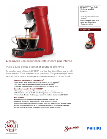 SENSEO® HD6564/81 SENSEO® Viva Café Machine à café à dosettes Manuel utilisateur | Fixfr