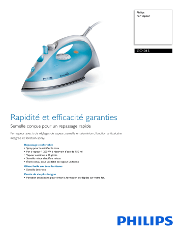 Philips GC1015/01 Fer vapeur Manuel utilisateur | Fixfr