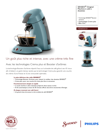 SENSEO® HD6553/21 SENSEO® Original Machine à café à dosettes Manuel utilisateur | Fixfr