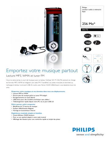 Philips SA175/02 Baladeur audio à mémoire flash Manuel utilisateur | Fixfr