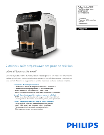 Philips EP1223/00 Series 1200 Machines espresso entièrement automatiques Manuel utilisateur | Fixfr