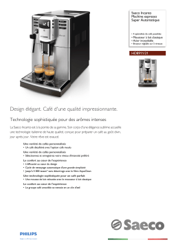 Saeco HD8911/21 Saeco Incanto Machine espresso Super Automatique Manuel utilisateur