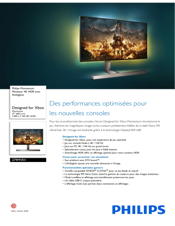 Philips 279M1RV/00 Momentum Moniteur 4K HDR avec Ambiglow Manuel utilisateur | Fixfr