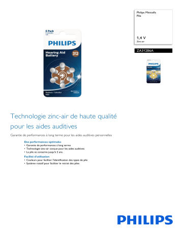 Philips ZA312B6A/59 Minicells Pile Manuel utilisateur | Fixfr