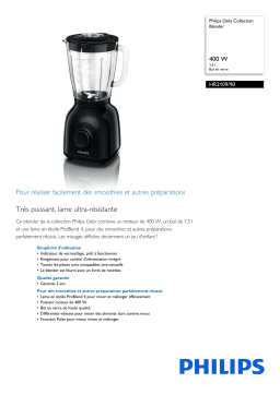 Philips HR2109/90 Daily Collection Blender Manuel utilisateur