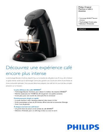 Philips HD6554/68R1 Original Machine à café à dosettes Manuel utilisateur | Fixfr