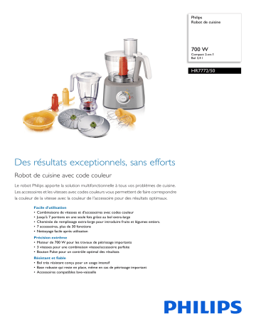Philips HR7772/50 Robot de cuisine Manuel utilisateur | Fixfr