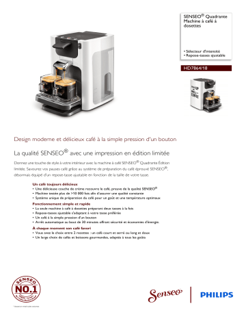 SENSEO® HD7864/18 SENSEO® Quadrante Machine à café à dosettes Manuel utilisateur | Fixfr