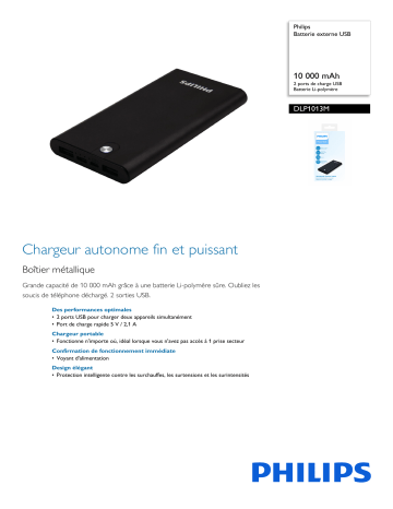 Philips DLP1013M/00 Batterie externe USB Manuel utilisateur | Fixfr