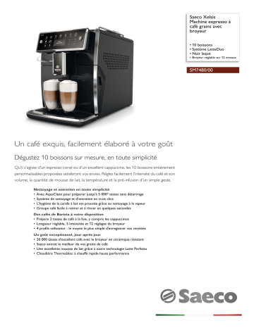 Saeco SM7480/00 Saeco Xelsis Machine expresso à café grains avec broyeur Manuel utilisateur | Fixfr