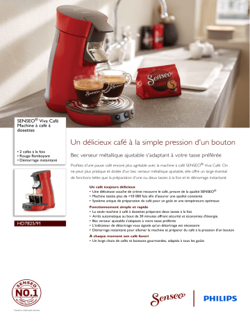 SENSEO® HD7825/91 SENSEO® Viva Café Machine à café à dosettes Manuel utilisateur | Fixfr