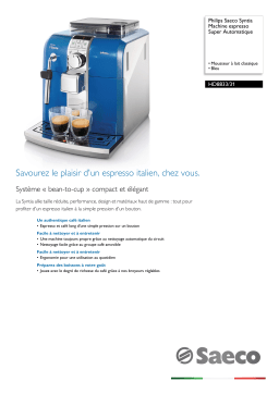 Saeco HD8833/31 Saeco Syntia Machine espresso Super Automatique Manuel utilisateur