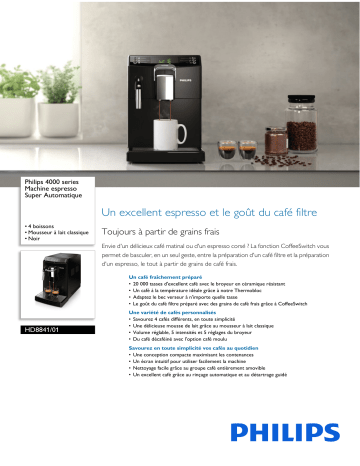 Philips HD8841/01 4000 series Machine espresso Super Automatique Manuel utilisateur | Fixfr