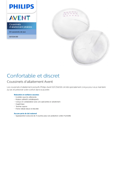 Avent SCF254/60 Avent Coussinets d'allaitement jetables Manuel utilisateur