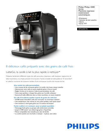 Philips EP4349/70 Philips 4300 Series Machines espresso entièrement automatiques Manuel utilisateur | Fixfr
