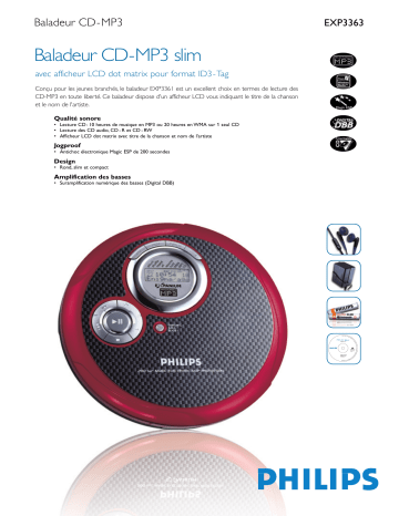 Philips EXP3363/00C Baladeur CD Manuel utilisateur | Fixfr