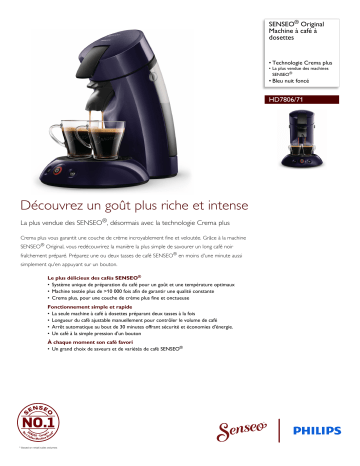 SENSEO® HD7806/71 SENSEO® Original Machine à café à dosettes Manuel utilisateur | Fixfr