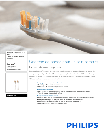Philips HX9092/10 A3 Premium All-in-One Têtes de brosse à dents standard Manuel utilisateur | Fixfr