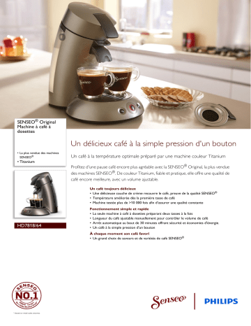 SENSEO® HD7818/64 SENSEO® Original Machine à café à dosettes Manuel utilisateur | Fixfr