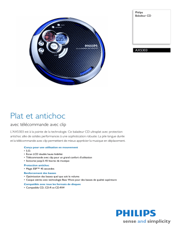 Philips AX5303/00C Baladeur CD Manuel utilisateur | Fixfr