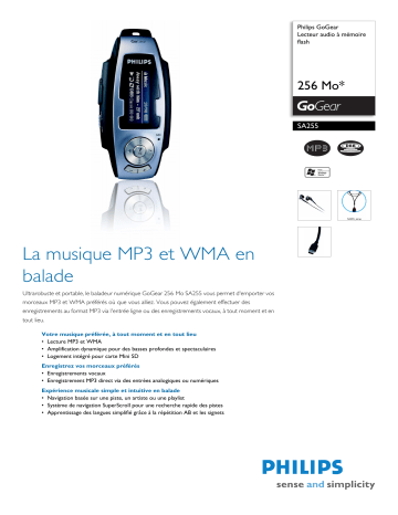Philips SA255/00 GoGear Baladeur audio à mémoire flash Manuel utilisateur | Fixfr