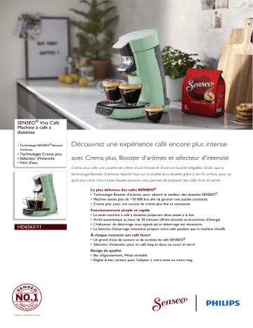 SENSEO® HD6563/11 SENSEO® Viva Café Machine à café à dosettes Manuel utilisateur | Fixfr