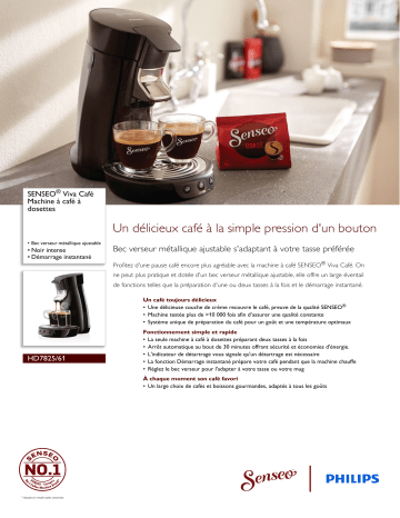 SENSEO® HD7825/61 SENSEO® Viva Café Machine à café à dosettes Manuel utilisateur | Fixfr