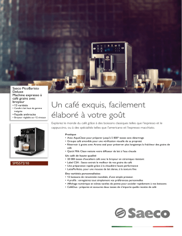 Saeco SM5572/10 Saeco PicoBaristo Deluxe Machine expresso à café grains avec broyeur Manuel utilisateur | Fixfr